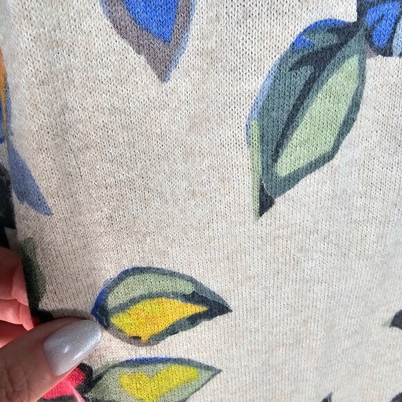 Tabitha Floral Open Front Cardigan XL Wool Blend Draped Wrap - Picture 8 of 11